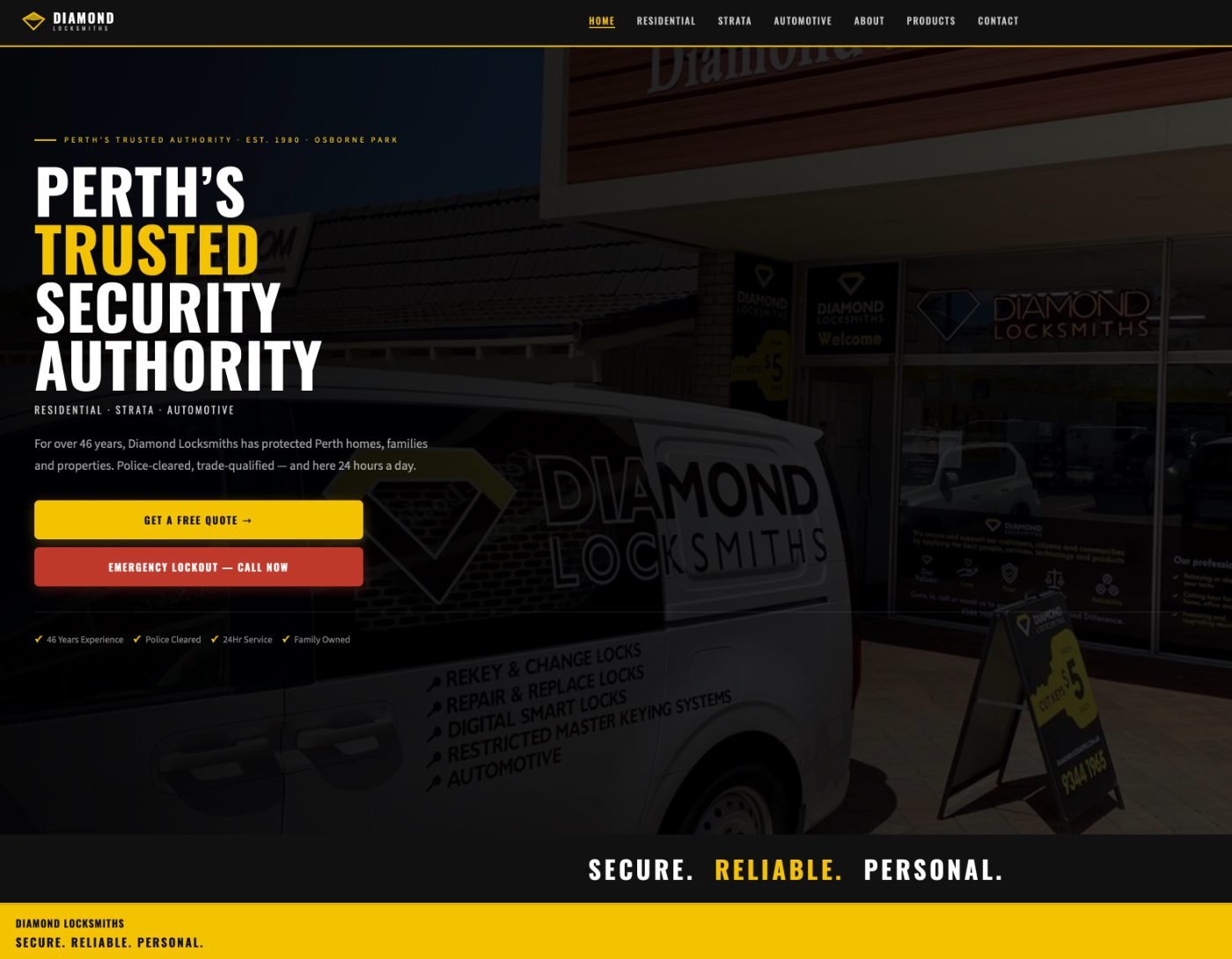 Diamond Locksmiths website